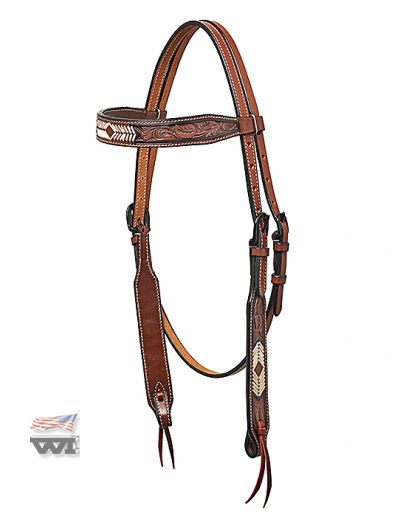 HORSEMAN´S TACK  SET HEADSTALL /BREASTCOLLAR  w./ ACORN TOOLING