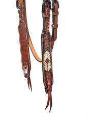 HORSEMAN´S TACK  SET HEADSTALL /BREASTCOLLAR  w./ ACORN TOOLING